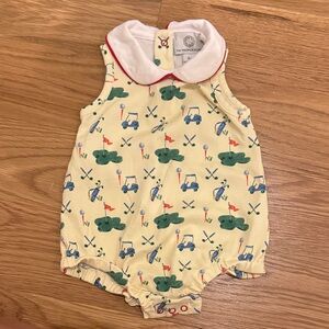 Golf Cart Print Baby Romper - Yellow
